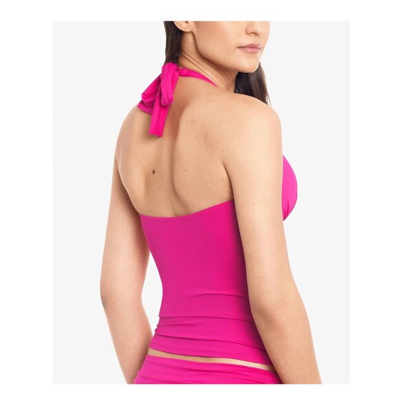 SOILED Lauren Ralph Lauren Molded Cup Halter Tankini Top Pink Size 14 $100 O282 - Picture 2 of 4